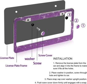 img 2 attached to 2 Pack Bling License Plate Frame，Handcrafted Bling Rhinestone Premium Stainless Steel License Plate Frame，14 Facets Clear Color Rhinestone Crystal (Dark-Purple)