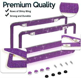 img 3 attached to 2 Pack Bling License Plate Frame，Handcrafted Bling Rhinestone Premium Stainless Steel License Plate Frame，14 Facets Clear Color Rhinestone Crystal (Dark-Purple)