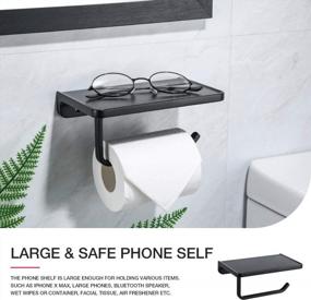 img 2 attached to Matte Black TRUSTMI Toilet Paper Holder With Phone Shelf | Wall Mounted Bathroom Storage & Tissue Dispenser