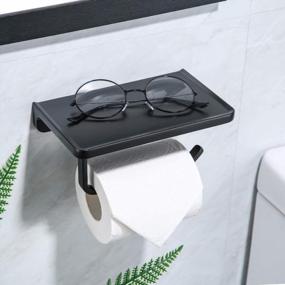 img 3 attached to Matte Black TRUSTMI Toilet Paper Holder With Phone Shelf | Wall Mounted Bathroom Storage & Tissue Dispenser