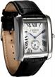 avaner mens square watch: vintage leather cuff, roman numeral analog quartz wristwatch with auto calendar window logo