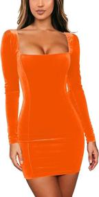 img 3 attached to GOBLES Womens Velvet Bodycon Elegant Women's Clothing : Dresses