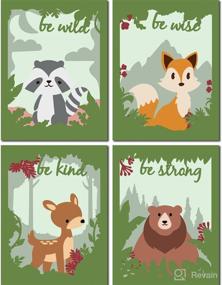 img 3 attached to 🌿 CHEFAN Woodland Nursery Decor for Boys and Girls - 4 Pack Multi-Layered Felt Baby Room Decor with Forest Animals: Bear, Fox, Raccoon, Deer - Woodland Wall Decor for Nursery and Kids Bedroom (12"x9")