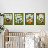 🌿 chefan woodland nursery decor for boys and girls - 4 pack multi-layered felt baby room decor with forest animals: bear, fox, raccoon, deer - woodland wall decor for nursery and kids bedroom (12"x9") логотип