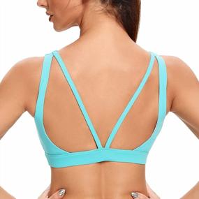 img 4 attached to V-Back Sports Bra For Women - Wirefree Yoga Bra With Removable Padding And Unique Design - Ideal For Gym And Workout