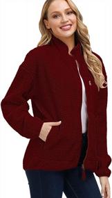 img 2 attached to Warm Winter Sherpa Coat: Kisscynest Women'S Full Zip Fleece Jacket With Stand Collar And Fuzzy Fluffy Texture