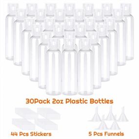 img 3 attached to 30-Pack Shynek 2 Oz Clear Plastic Travel Bottles With Labels And Funnels - Ideal For Liquids, Lotions, Shampoos And More