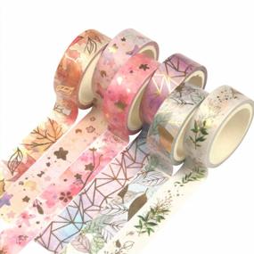 img 4 attached to YUBBAEX Floral Gold Washi Tape Set VSCO Foil Masking Tape Decorative -15mm- for Arts and Crafts, DIY Projects, Bullet Journaling, Planners, Scrapbooking, Card/Gift Wrapping (Fromantic 6 Rolls)