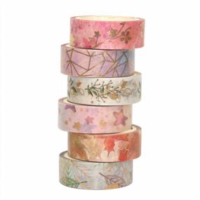img 1 attached to YUBBAEX Floral Gold Washi Tape Set VSCO Foil Masking Tape Decorative -15mm- for Arts and Crafts, DIY Projects, Bullet Journaling, Planners, Scrapbooking, Card/Gift Wrapping (Fromantic 6 Rolls)