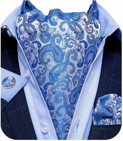 img 4 attached to Men'S Plaid And Paisley DiBanGu Cravat Tie Set With Pocket Square And Cufflinks For Weddings And Parties
