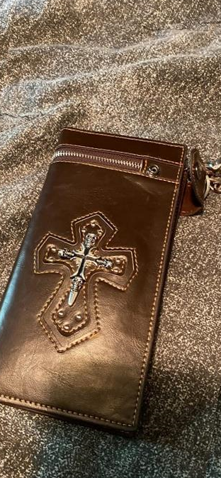 img 1 attached to 🖤 Edgy and Stylish Gothic Zipper Checkboot Leather Wallet for an Unforgettable Look review by Robert Grind