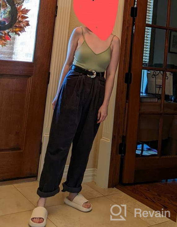 img 1 attached to Casual High Waisted Corduroy Pants for Women 👖 - Loose Fit Straight Leg Trousers with Pockets by EVALESS review by Patrick Ceo