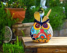 img 3 attached to 🦉 Enchanted Talavera Pottery Owl Ceramic Utensil Holder: Organize Cooking Utensils and Add Charm to Your Kitchen Counters!