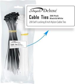 img 3 attached to 🔗 Simple Deluxe 200-PCS 8" Self-Locking Nylon Cable Zip Ties: Black & White, 200pcs