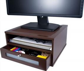 img 4 attached to Upgrade Your Workstation With The Stylish Victor Monitor Riser In Mocha Brown