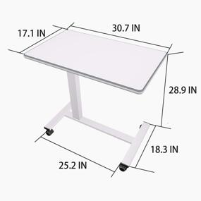 img 3 attached to Height-Adjustable Swivel Overbed Table With Lockable Wheels - Ideal For Home, Office, And Hospital Use, Perfect For Reading, Writing, And Eating Breakfast On Bed Desk Tray For Laptops