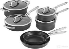 img 4 attached to Discover the ZWILLING Motion Nonstick Hard-Anodized 10-Piece Cookware Set: Dutch Oven, Fry Pan, Saucepan in Sleek Grey