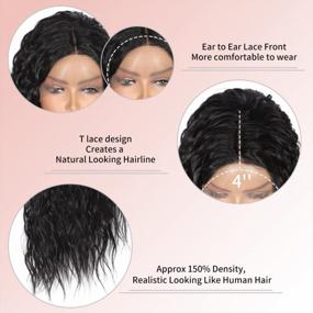 img 3 attached to Получите идеальный вид с париком Kalyss 28 Black - HD Прозрачный синтетический парик фронта шнурка для женщин с натуральными детскими волосами и термостойкой технологией