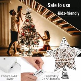 img 1 attached to Silver Luxspire Christmas Tree Topper Lighted Rattan Twined Decoration Holiday Seasonal Indoor Ornament