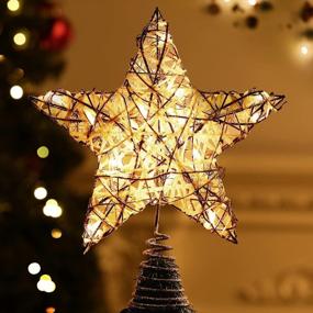 img 4 attached to Silver Luxspire Christmas Tree Topper Lighted Rattan Twined Decoration Holiday Seasonal Indoor Ornament