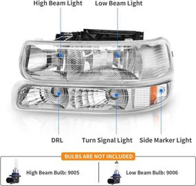 img 3 attached to DWVO Headlight Assembly Compatible With 99-02 Chevrolet Silverado 1500 2500/01-02 Chevy Silverado 1500HD 2500HD 3500HD/00-06 Chevy Tahoe Suburban 1500 2500 (Not For GMC)