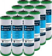 12 pack spiropure 0.5 micron nsf carbon water filter cartridge replacement for cbr2-10 155268-43, cbr2-10r 155403-43 and smcb-2510 10x2.5 logo