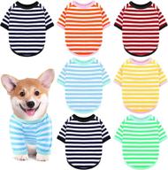 🐶 uratot 7 pieces multi-colored striped dog t-shirt – pet apparel for small medium large dogs and cats, breathable outfits, puppy sweatshirt, dog shirt логотип