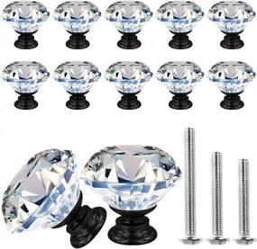 img 4 attached to Enhance Your Furniture with GoodtoU 12 Pack Black Dresser Knobs - Elegant Glass Diamond Knobs for Girls' Room, Cabinets, and More!