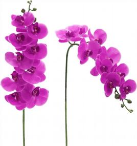 img 2 attached to 6 шт. искусственные стебли орхидеи цвета фуксии-большое цветение настоящее прикосновение фаленопсис для домашнего свадебного украшения
