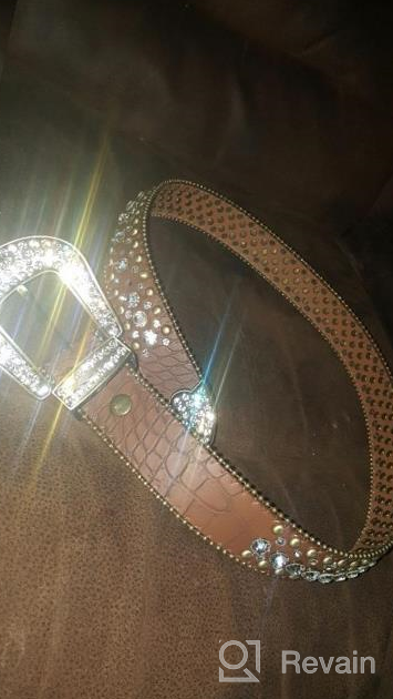 img 1 attached to Stylish Women'S Rhinestone Western Cowgirl Belt With Studded Design And Leather Finish - 35158 50158 review by Justin Abrams