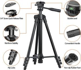 img 2 attached to 📷 Polarduck Camera Mount Phone Tripod Stand: Lightweight 51-Inch Travel Tripod for iPhone with Remote, Phone Holder & GoPro Adapter - Matte Black