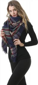 img 3 attached to Oversized Blanket Scarf For Women Travel Tartan Wrap Plaid Square Warm Wrap Shawl Scarves