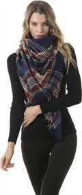 img 2 attached to Oversized Blanket Scarf For Women Travel Tartan Wrap Plaid Square Warm Wrap Shawl Scarves