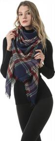 img 1 attached to Oversized Blanket Scarf For Women Travel Tartan Wrap Plaid Square Warm Wrap Shawl Scarves