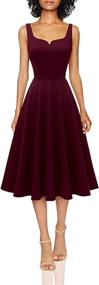 img 4 attached to 👗 Burgundy Tea Length Bridesmaid Cocktail Dress by Dressystar - Women's Clothing