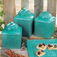 🍴 turquoise southwestern kitchen canister set - hiend accents di4001cs-os-tq savannah, 3-piece логотип