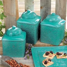 img 1 attached to 🍴 Turquoise Southwestern Kitchen Canister Set - HiEnd Accents DI4001CS-OS-TQ Savannah, 3-Piece