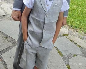 img 6 attached to Summer Outfit Set for Boys: 👖 4-Piece Cotton/Linen Blend Vest, Shirt, Tie, and Pants