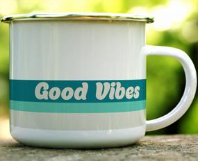 img 2 attached to Take On Adventure With The Good Vibes Retro Camper Enamel Mug For Camping And Outdoor Lovers (16Oz)