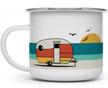 take on adventure with the good vibes retro camper enamel mug for camping and outdoor lovers (16oz) logo