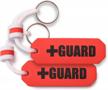 2 pack - mini guard rescue float keychain - waterproof - premium long lasting materials - great for outdoors and swimming guard personnel logo