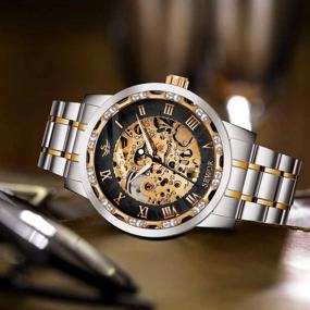 img 1 attached to Mechanical Hand-Winding Skeleton Watches For Men: A Classic, Fashionable Steampunk Dress Watch In Stainless Steel