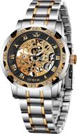 mechanical hand-winding skeleton watches for men: a classic, fashionable steampunk dress watch in stainless steel logo