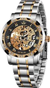 img 4 attached to Mechanical Hand-Winding Skeleton Watches For Men: A Classic, Fashionable Steampunk Dress Watch In Stainless Steel
