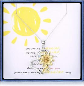 img 2 attached to Milacolato 925 Sterling Silver Sunflower Necklace For Women You'Re My Sunshine 5A CZ Sunflower Heart Pendant Necklace For Women Valentines Day Gifts With Box