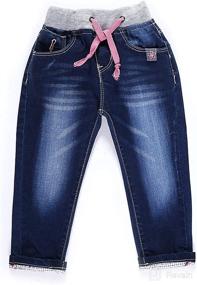 img 4 attached to LITTLE-GUEST Baby Girls Drawstring Jeans Toddler Straight Pants Pull-On G115