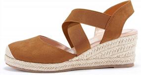 img 2 attached to Women'S Espadrille Platform Wedge Sandals With Elastic Straps And Criss Cross Mid Heel Closure