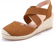 women's espadrille platform wedge sandals with elastic straps and criss cross mid heel closure logo