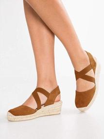 img 1 attached to Women'S Espadrille Platform Wedge Sandals With Elastic Straps And Criss Cross Mid Heel Closure