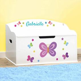 img 2 attached to Dibsies Personalized Toy Box - Creative Wonders Design With Butterflies And Flowers In White